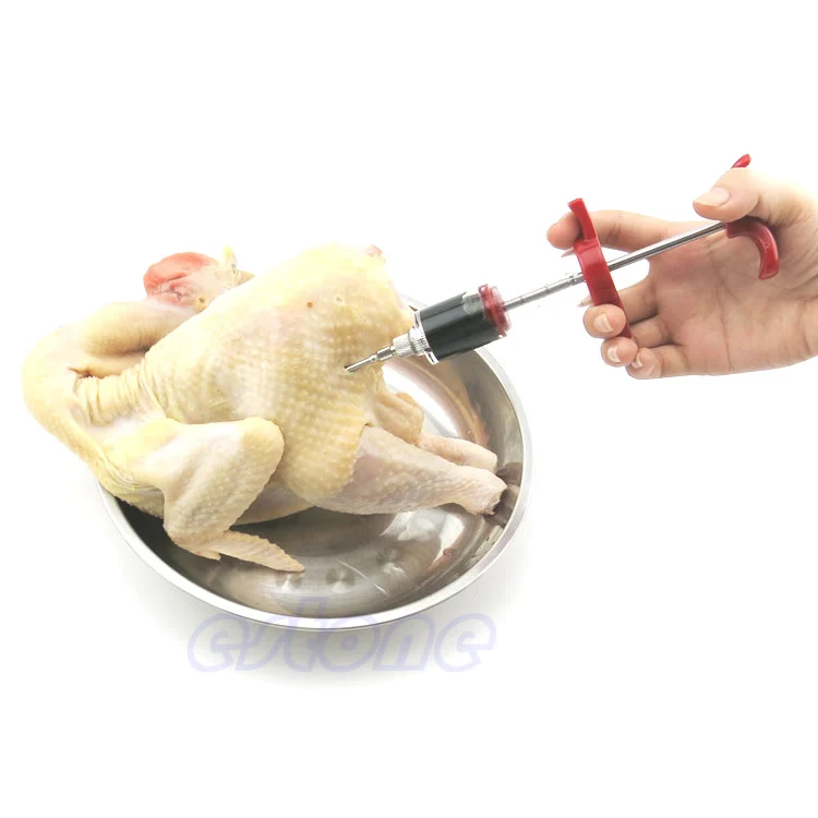 

Turkey BBQ Meat Marinade Flavour Injector Syringe Sauce Seasoning Gadget Needle S27 dropship