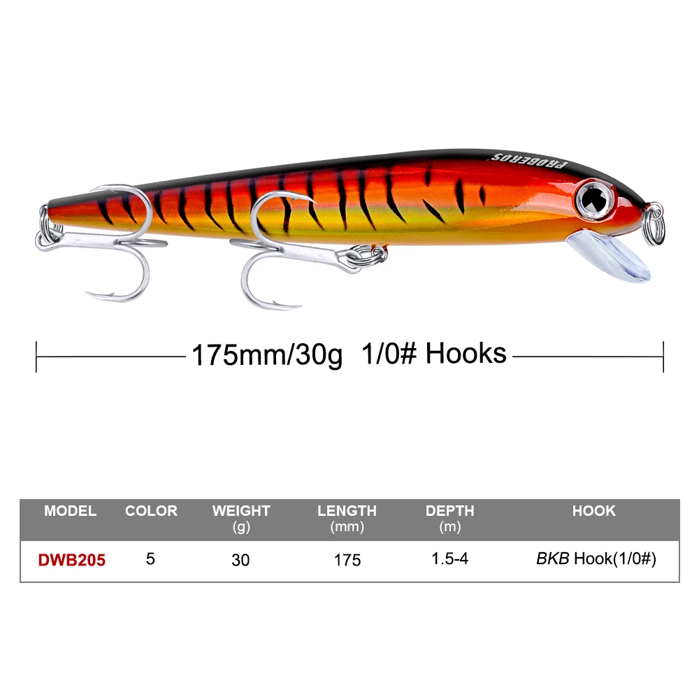 Рыболовные приманки PROBEROS 17 6 см/30 г рыболовные снасти #1/0 тройной крючок из