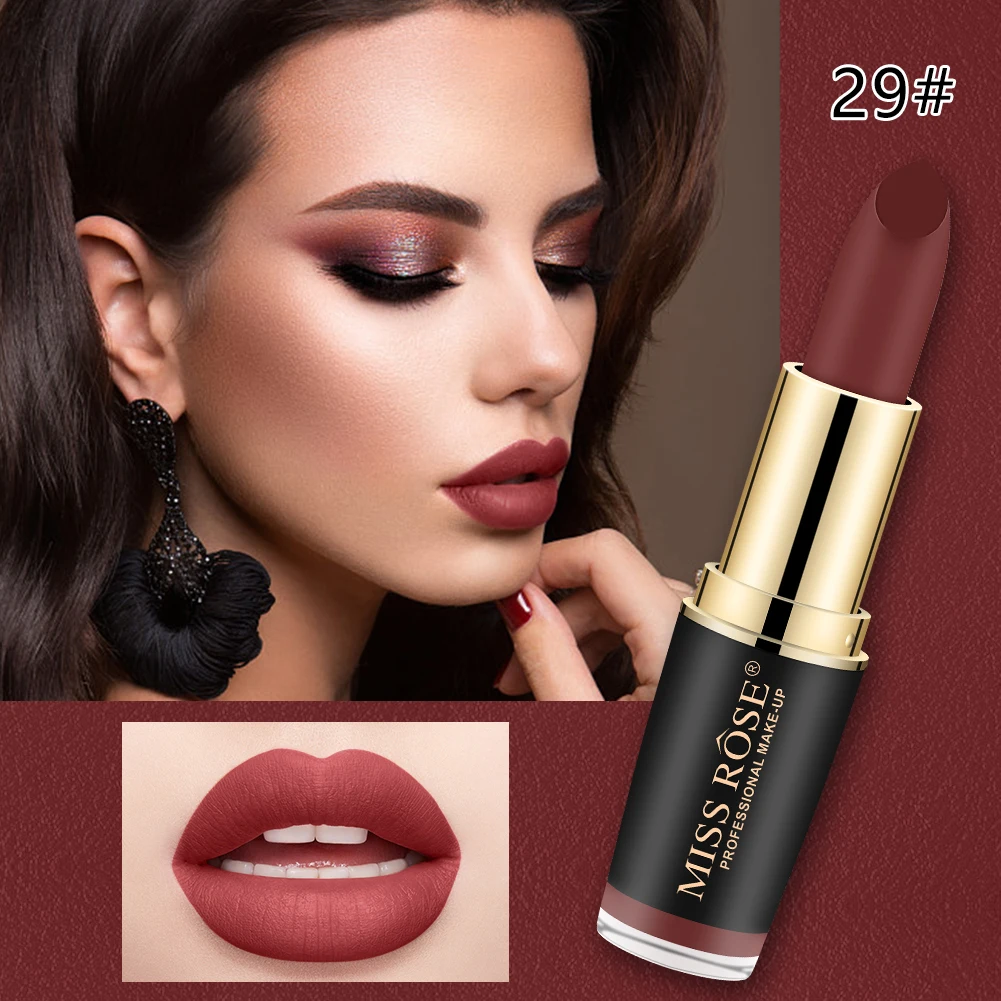 

MISS ROSE 1 Pc Lipstick Matte Nude Sexy Red Colour Long Lasting Waterproof Easy to Wear Not Fade Lip Balm Lips Makeup TSLM2