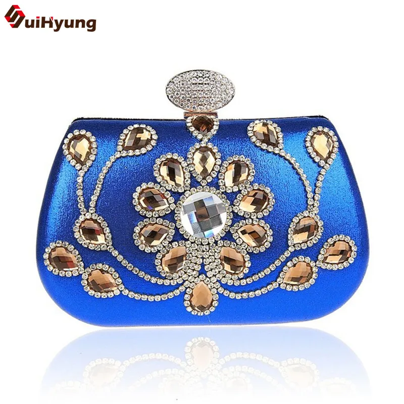 

New Women Clutch Luxury Diamond PU Leather Evening Bag Exquisite Rhinestone Wedding Party Handbag Purse Shoulder Bag Multicolor