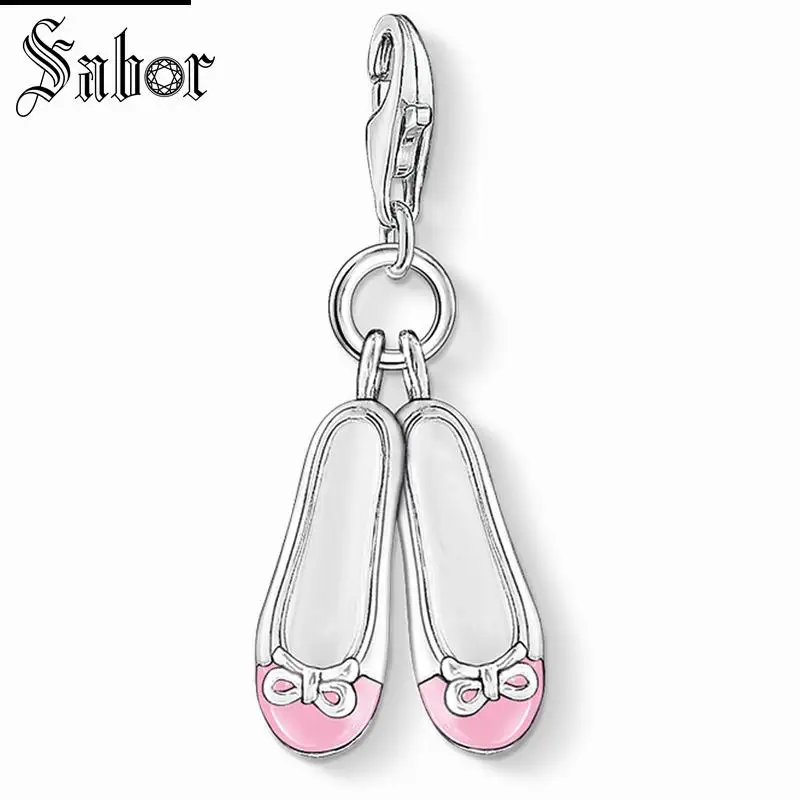 

Pink Ballerina Shoes Charm,2019 Jewelry For Women Girls,womens Gift 925 Sterling Silver Fit Bracelet charms thomas