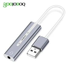 External Sound Card, GOOJODOQ 2 IN 1 3.5mm USB Audio Interface Microphone Headphone Adapter for PC Laptop USB Sound Card