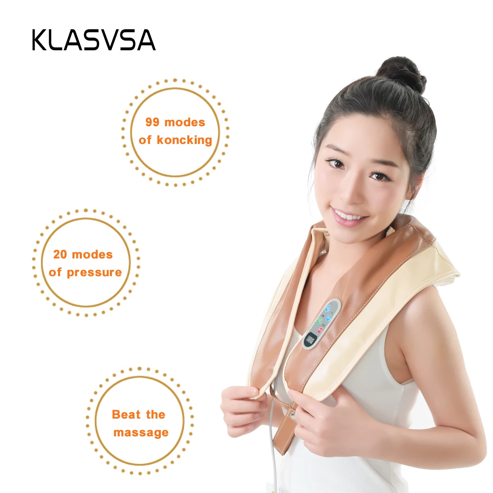 KLASVSA الكهربائية الكتف يطرق مدلك الرقبة الخصر عودة يهتز تدليك عنق الرحم الرعاية الصحية الألم الإغاثة الاسترخاء