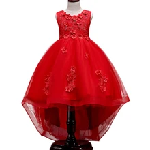 Летнее кружевное высококлассное платье со шлейфом для девочек, детское свадебное платье ручной работы с бисером, детское подиумное элегантное фортепиано костюм