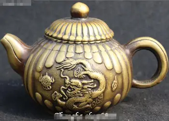 

Marked China Antique Pure Bronze Dragon Dagons Animal Wine Tea Pot Flagon Kettle