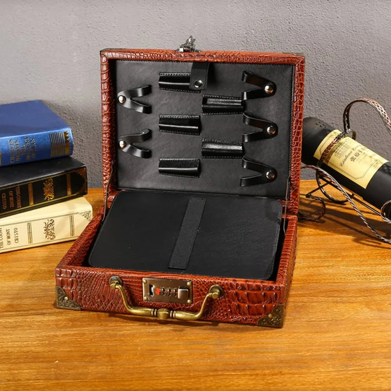 Vintage PU Leather Hairdressing Toolkit Case Salon Barber Scissors Trimmers Comb Storage Suitcase Bag Styling Tools afbeelding