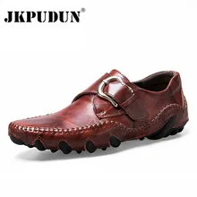 JKPUDUN/мужская повседневная обувь из натуральной кожи ручной работы; мокасины; Модные слипоны; обувь для вождения; Роскошные Дизайнерские дышащие мужские лоферы