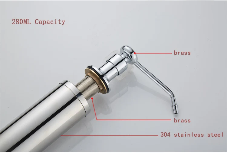 Дозатор для кухонного мыла, насос 304, нержавеющая сталь, бутылка, Медная головка, кухонная раковина, дозаторы для жидкого мыла, ручные
