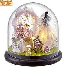 Мебель DIY Кукольный дом Wodden Miniatura кукольные домики комплект мебели стеклянная крышка собрать кукольный домик игрушки для детей подарок B22