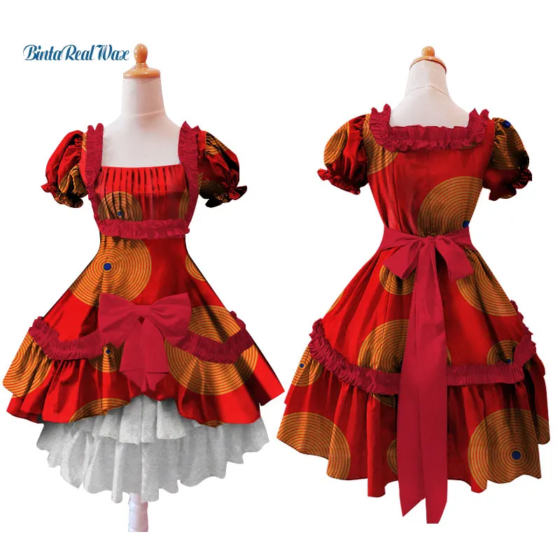 

Children Princess Dress Clothing African Print Lace Dress for Kids Girls Baby Child Tutu Dress African Design Clothing WYT65