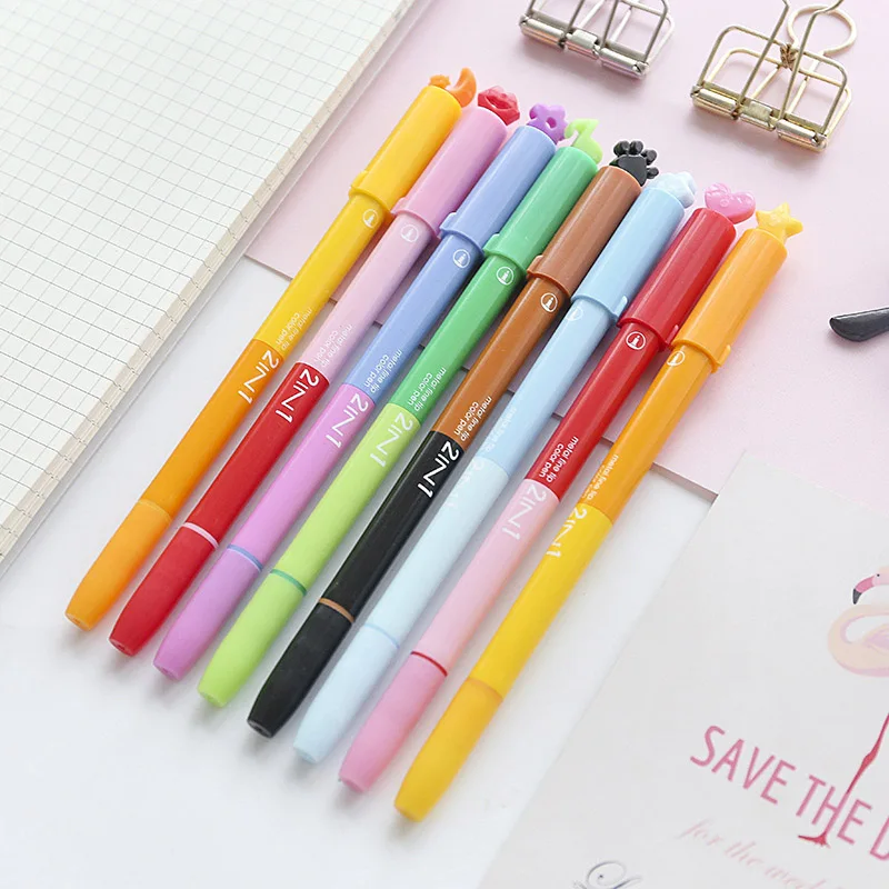 

Creative Stationery Double Head Colored Watercolor Marker Pen Kawaii Stamp Marker Pens For Anime Painting Art Supplies Liner
