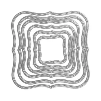 

6Pcs/set Metal Stencil Wavy Square Frames Carbon Steel Stencils for DIY Scrapbooking Decorative Embossing Craft Templates