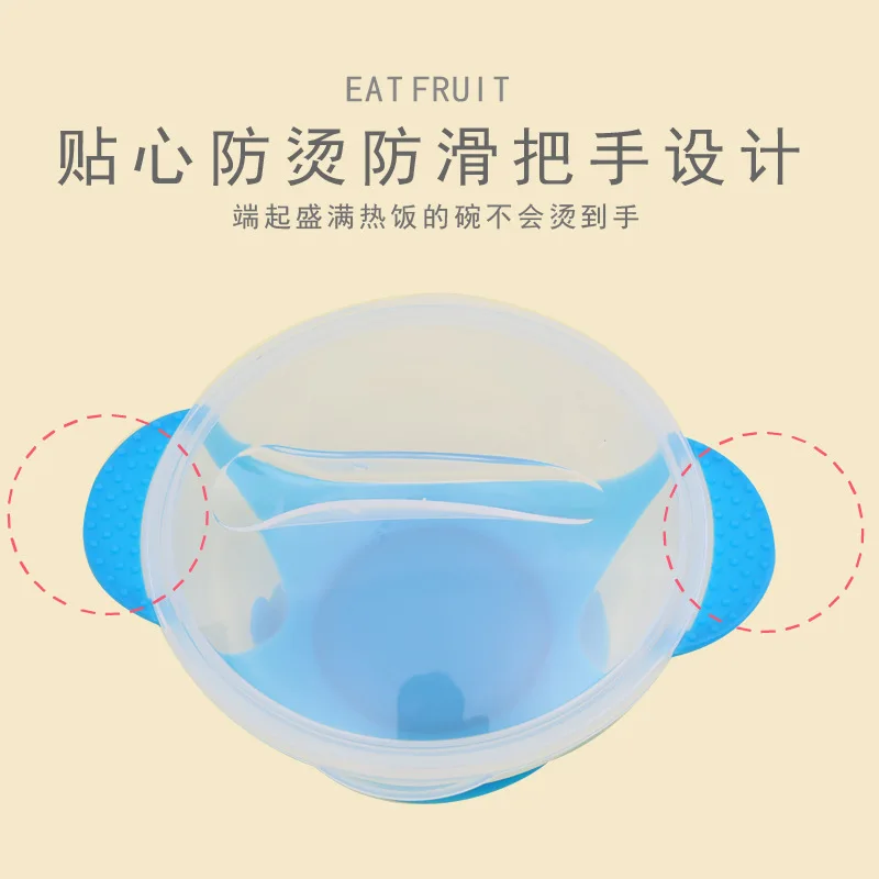 Plate for kids palte with Lid Silicone Baby Bowl Suction BPA Free Feeding Baby Tableware Children Dining Dishes pratos