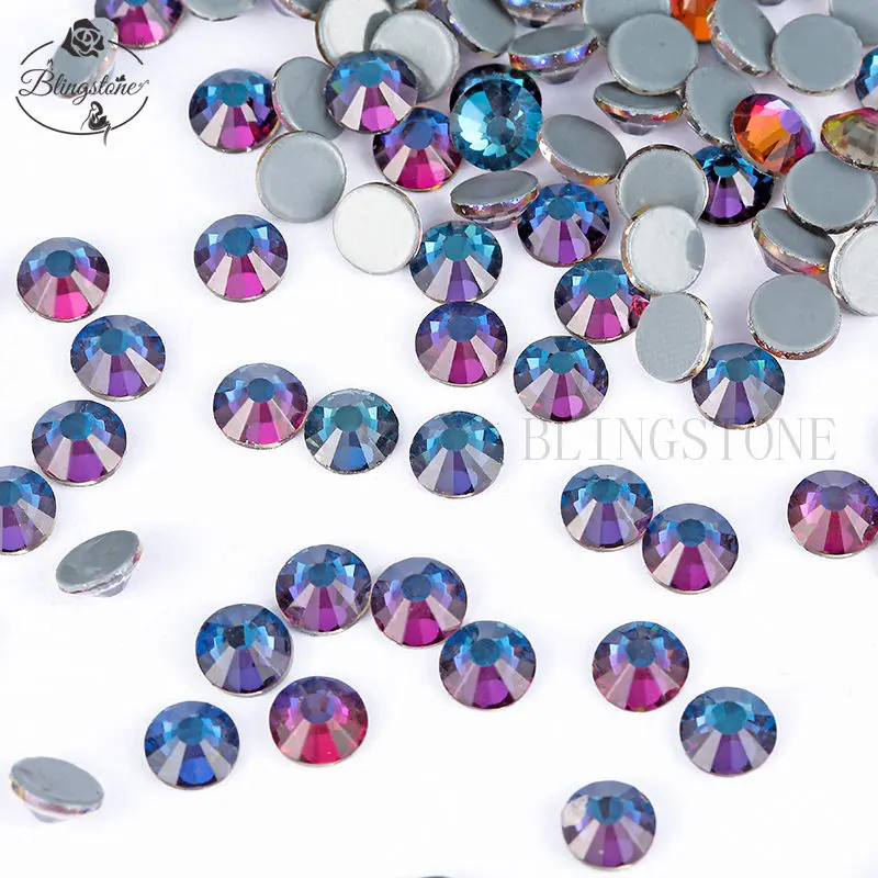 

Crystal AB HotFix flack Rhinestone SS3-ss10 ss12 ss16 SS30 1440pcs AB color Rhinestones For Nails Art Hot back Glass Stone 018