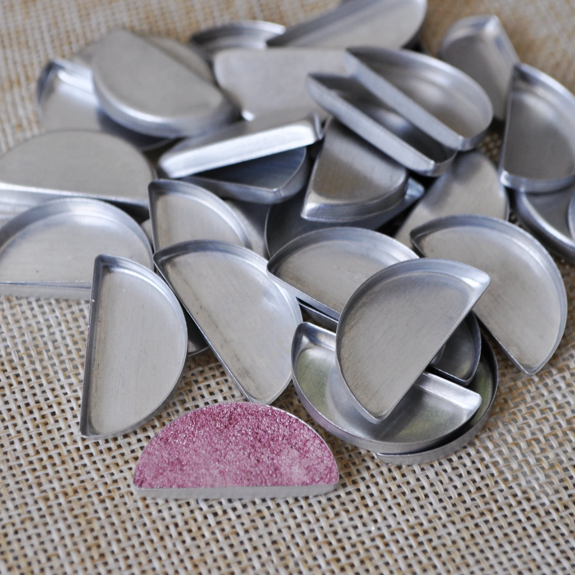 Buy 100Pcs Empty Semicircle Tins Makeup Eyeshadow Half