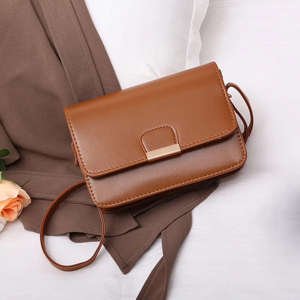 

package Women's Fashion Leather Simple HandbagSmall square package Crossbody Shoulder Bags