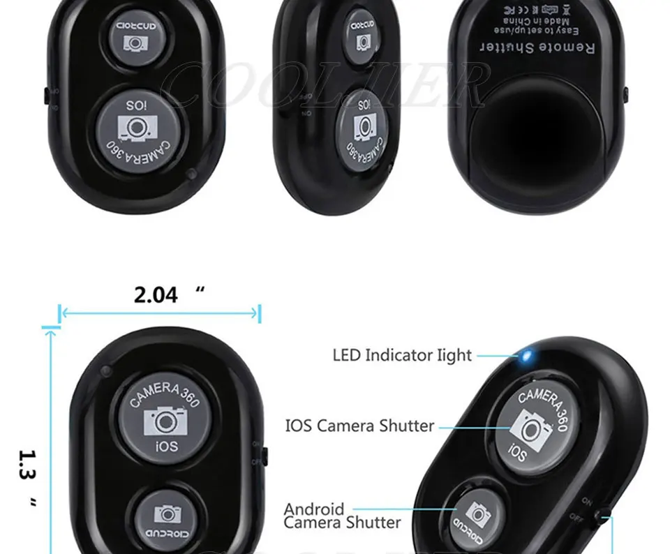 COOLJIER кнопка спуска затвора адаптер управления фотографией дистанционная Кнопка Bluetooth для селфи телефона камеры