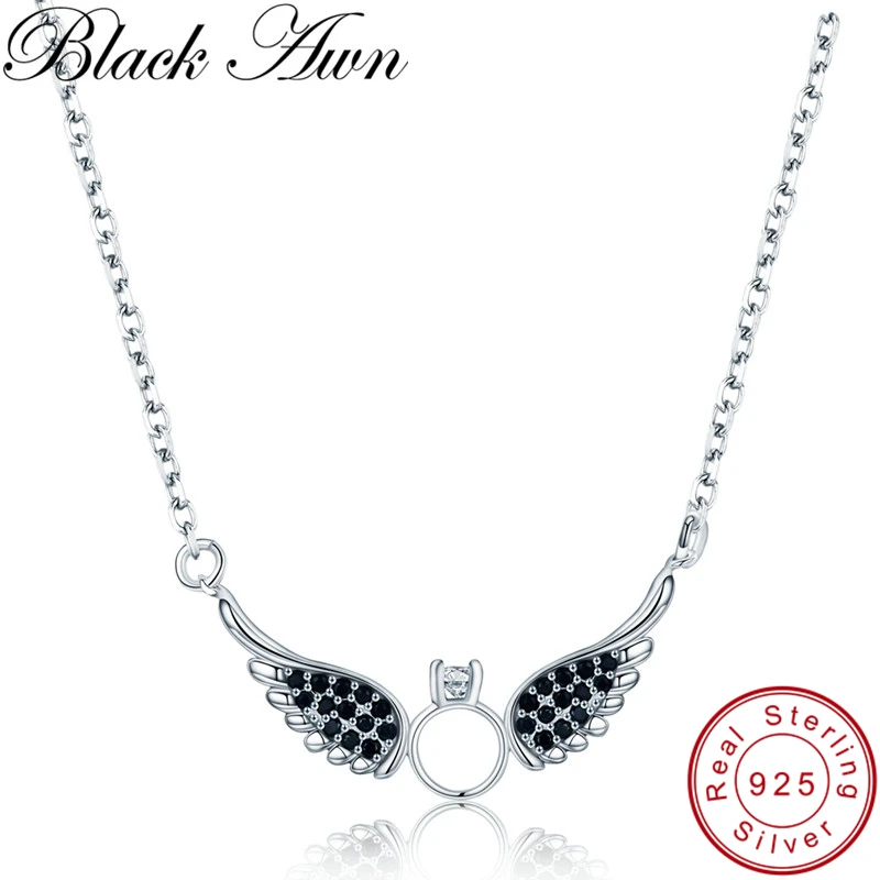 Женское винтажное ожерелье из серебра 925 пробы с черной шпинелью|fine jewelry|necklaces