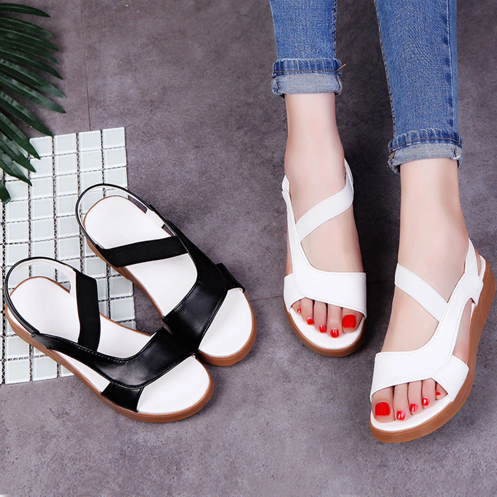 El 2019 de las sandalias de verano de primavera zapatos de mujer zapatos casuales de moda sandalia calzado de punta abierta baja zapatos de trabajo zapatos planos zapatos de sandalias|Sandalias