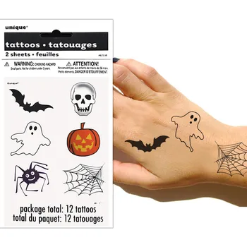 

2sheets/lot Halloween Tattoo Temporary Skull Ghost Pumpkin Tattoo Sticker Body Art new 2015