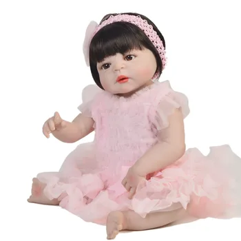 

Full body silicone vinyl reborn baby girl doll 23"57cm newborn bebes reborn menina bonecas child gift toy dolls