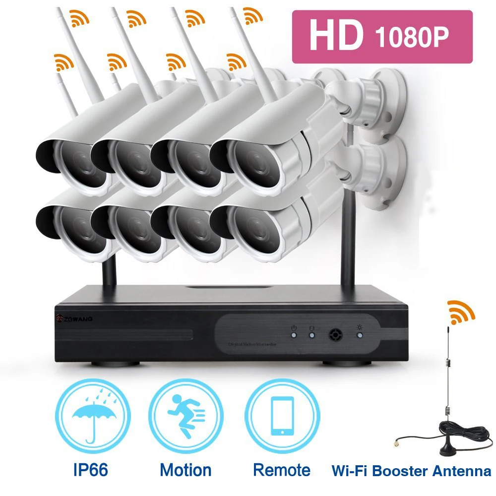 ZGWANG Беспроводной безопасности Камера Системы-8 шт. 1080 P Indoor/Открытый Wi-Fi IP s с Smart