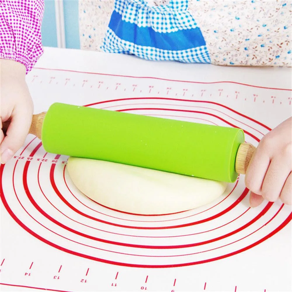 

Wooden Handle Silicone Rock Rolling Pin Dough Pastry Roller Useful Stick Baking Tools Kitchen Many styles rodillo pasteleria L*5