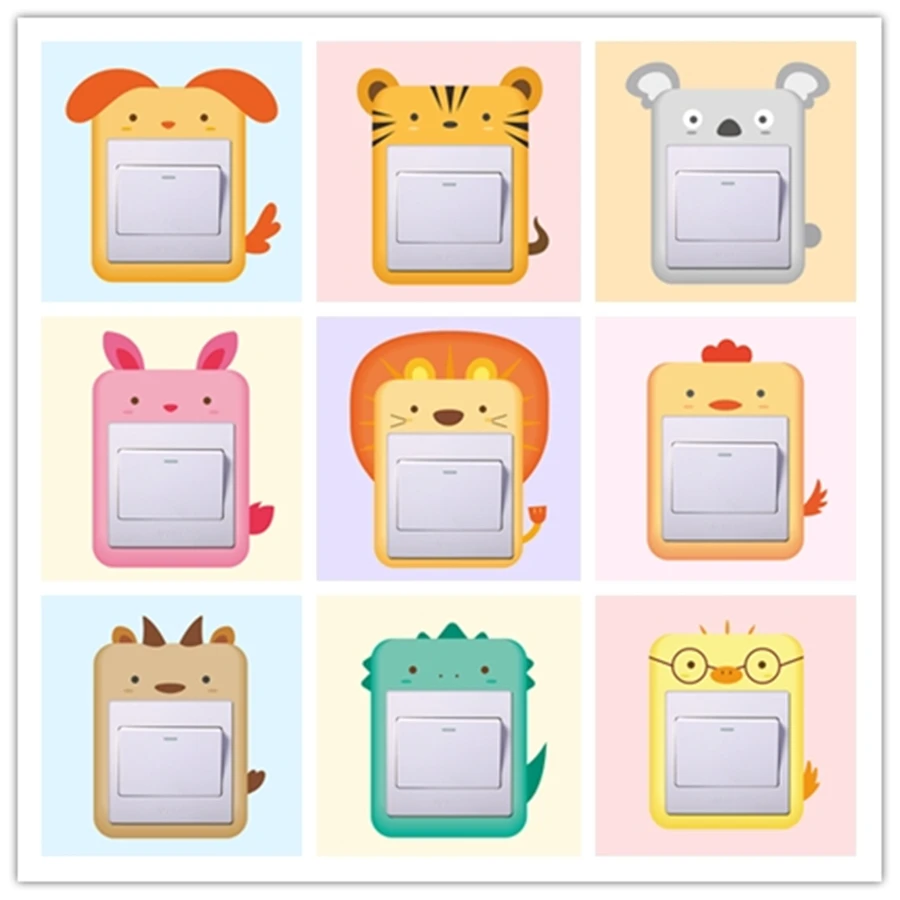 Lucu Kartun Hewan Singa Dan Harimau Tunggu Hewan Sakelar Stiker