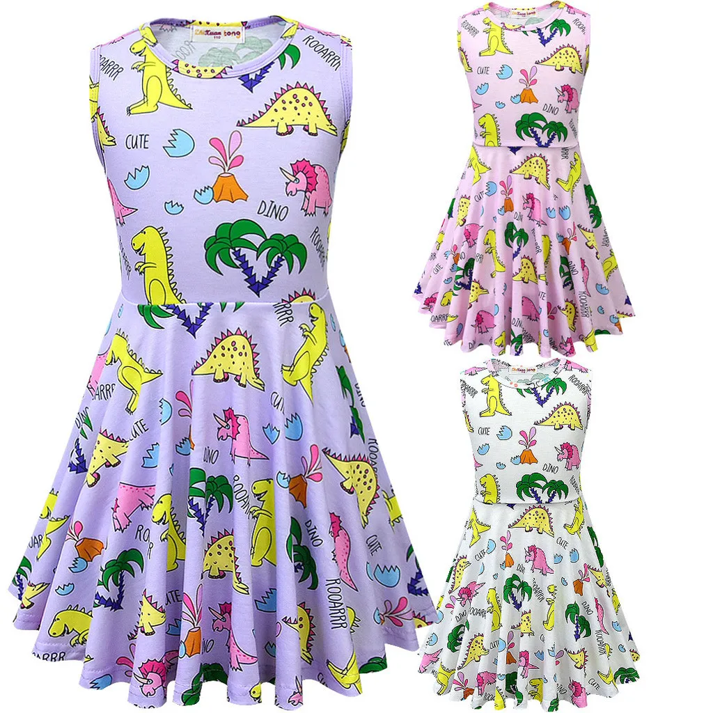 

good-looking Toddler Kids Baby Girls Clothes Set Toddler Kid Baby Girl Cartoon Dinosaur Letter Printed Casual Dress Clothes