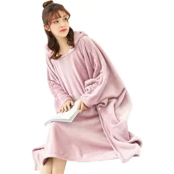 

Flannel Fleece Blanket thick Soft Travel Blankets Shawl blanket with hat Sofa car Warm Nap Lazy cloak blanket bedding quilts