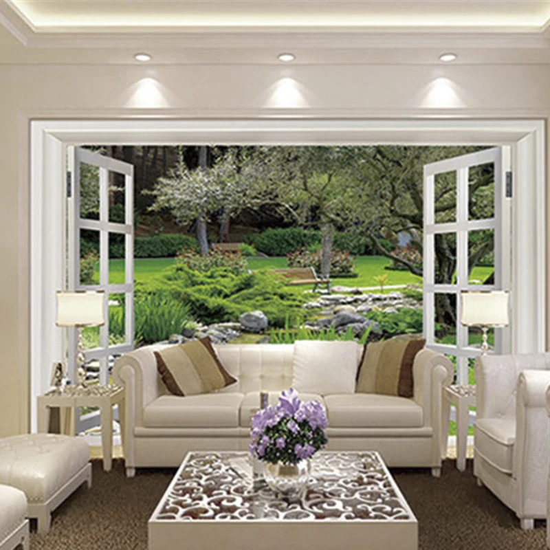 

Qingchun Custom 3D Print DIY Fabric &Textile Wallcoverings For Walls Wallpaper Matt Silk For Living Room Park Window Tree Photo