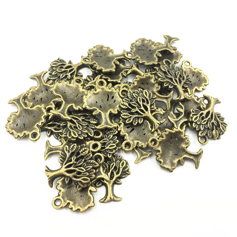

30Pcs Antique Bronze Tone Cute Life Tree Plant Metal Pendants For Bracelets DIY Craft Charms Jewelry Accessories 21x17mm