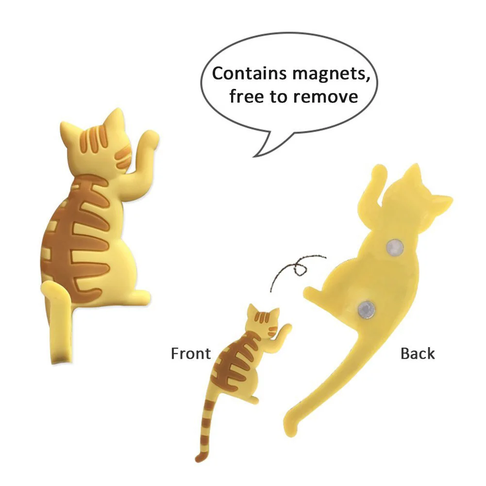 

6 Pcs/Set Magnet Hooks Cute Cartoon Cat Magnetic Fridge Refrigerator Sticker for Home Office 899