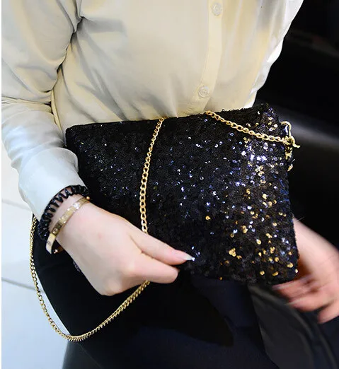 women Lady Sexy Zipper Handbag Tote Cool Lux Punk Sequin Bag Shoulder chain Bags 200g/pcs