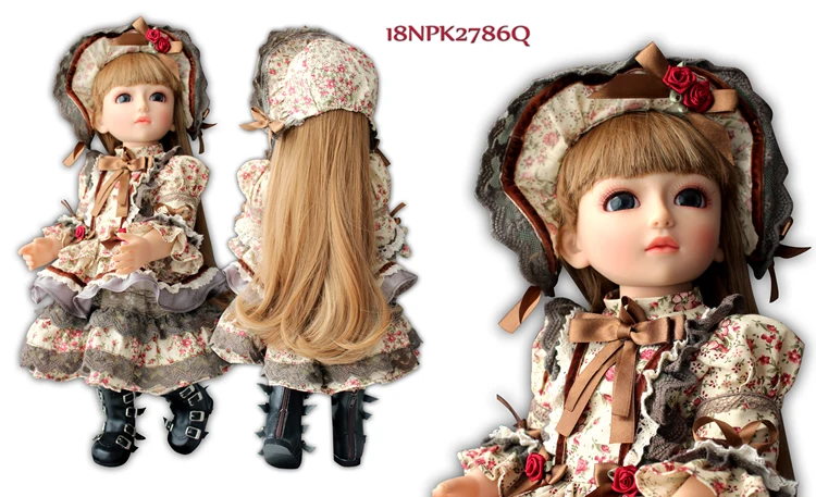 

2016 New Lovely Collectible 18" Reborn Fashion Clothes Girl Doll Toys Realistic Stand Dolls 45cm joint moveable Free Shiping