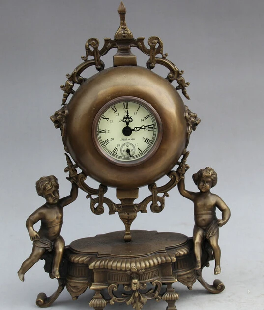 

JP S62 12" China western Copper angel Boy machinery mechanical timepiece clock Statue Discount 35%