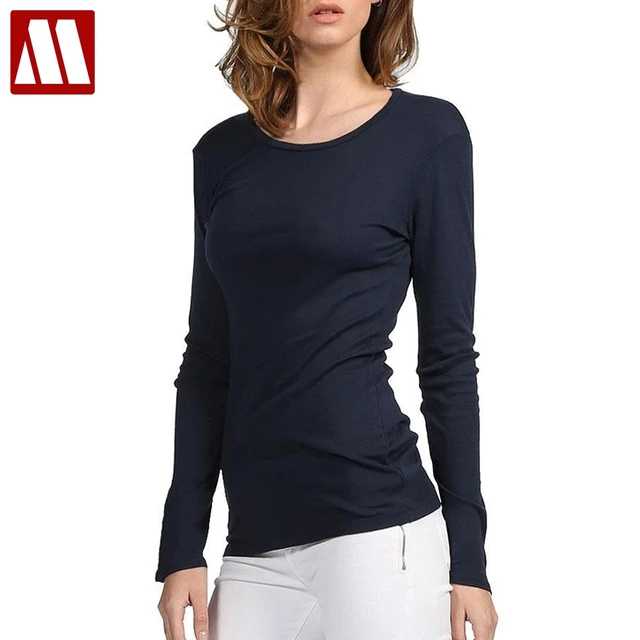 MYDBSH Brand Cotton Women Stretch T shirt Long Sleeve Under shirt Tops