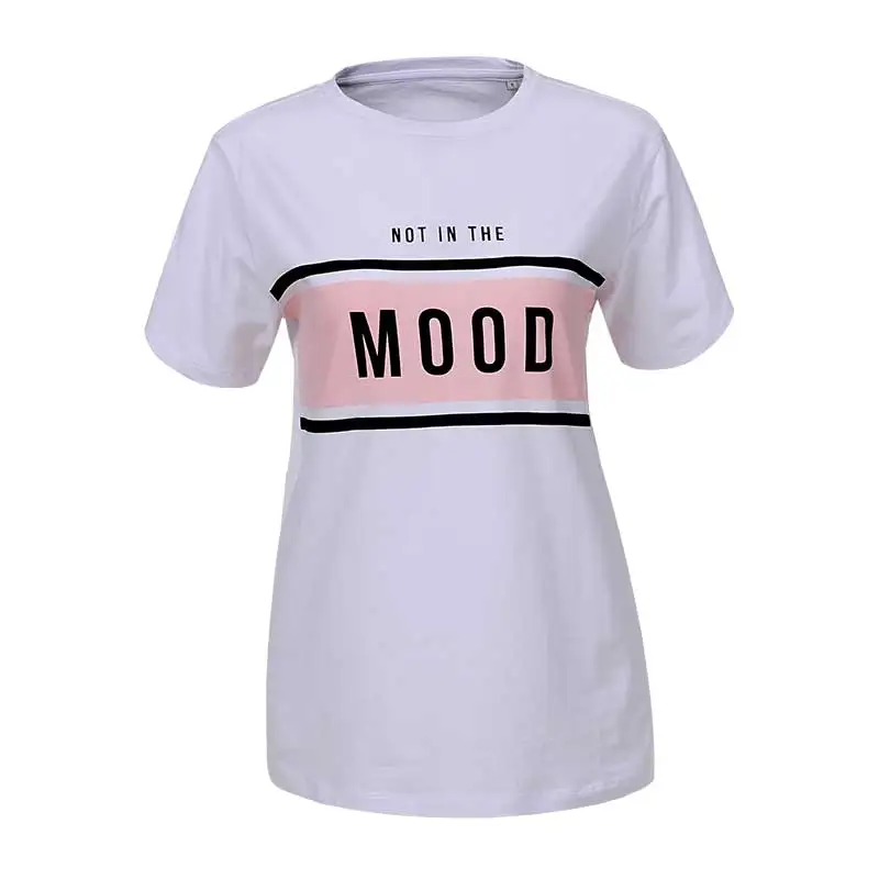 GLO-STORY летняя футболка с коротким рукавом женская Повседневная модная футболка с буквенным принтом топы одежда WPO-8908 - Цвет: White