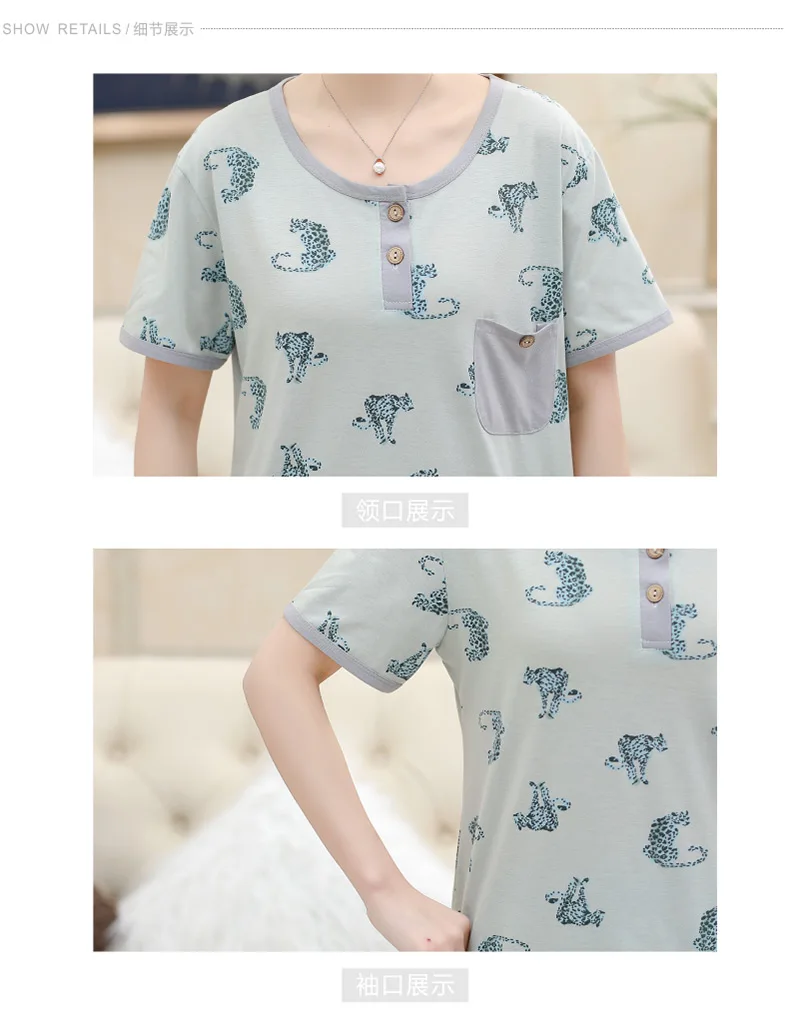 Для женщин женский животных печати повседневные пижамы высокого Качественный 100% хлопок пижама Mujer плюс Размеры M-4XL летняя стильная пижамы