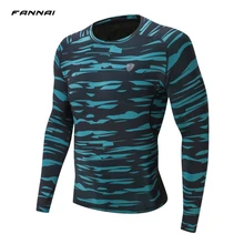 FANNAI Мужская камуфляжная Беговая Футболка фитнес-Тренировка тренажерный зал с длинными рукавами футболка быстросохнущая верхняя высокая эластичность плотная футболка