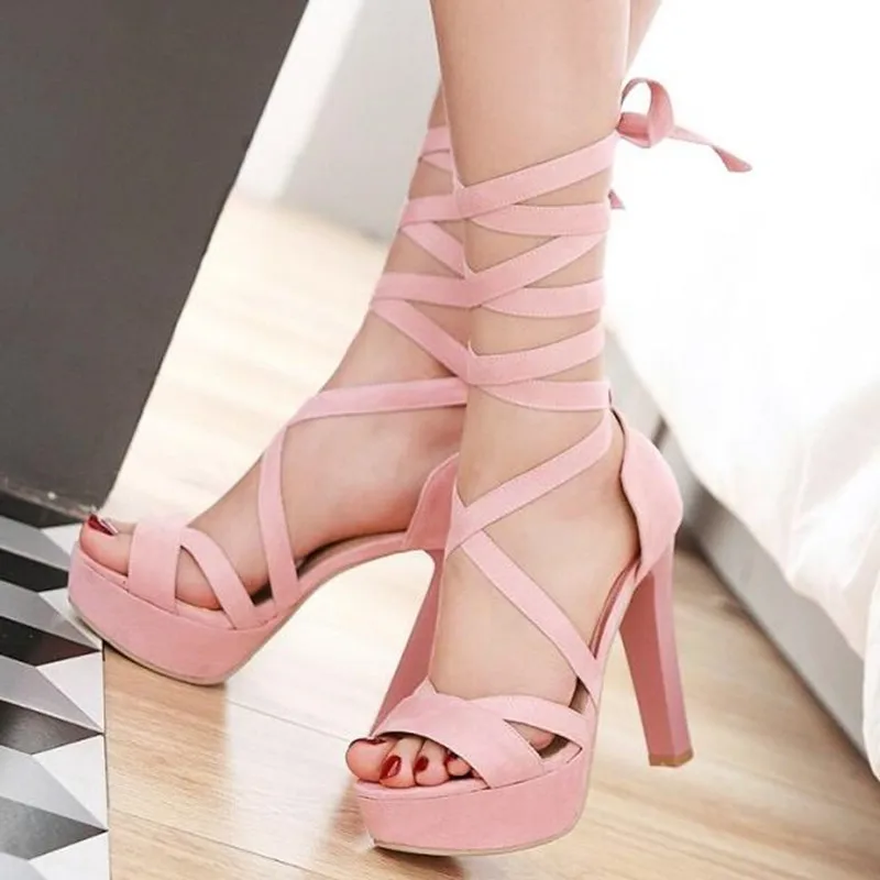Euramerican Rome sexy waterproof table super high heel toe toe women sandals ankle strap model hip hop women's shoes