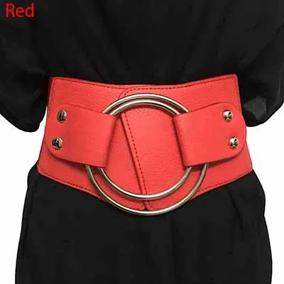 Корея женские широкие пояса Классический Леопардовый металлический круг украшения очень широкий пояс модные Универсальные красный
