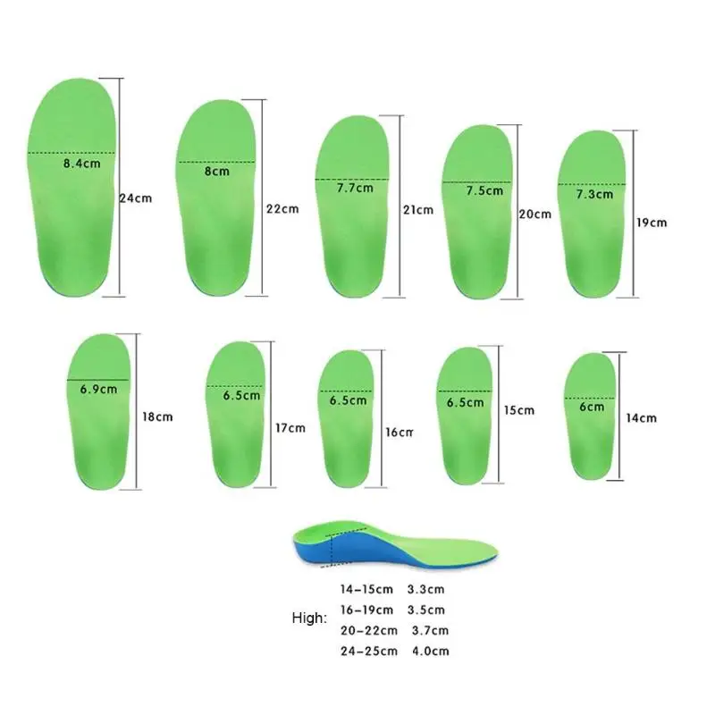 10 Размеры Для детей Ева ортопедические стельки детей Плоскостопие Арка Поддержка ортопедические колодки коррекция здоровья Ноги Уход Инструмент