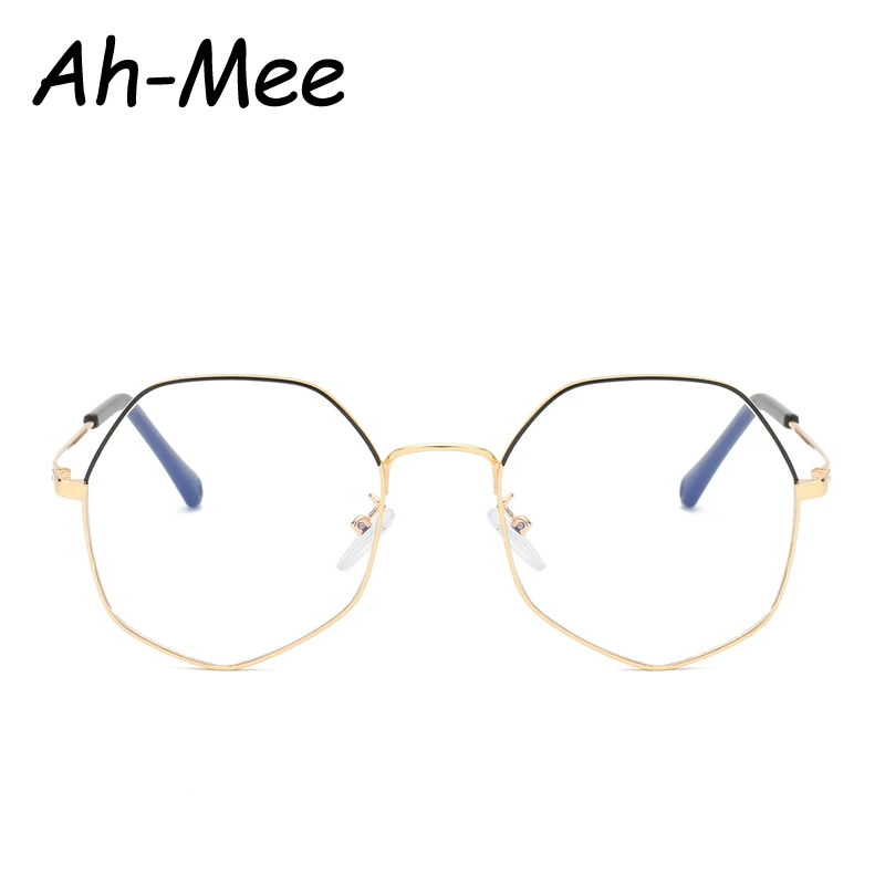 

Retro Metal Pilot Nerd Glasses Frames Women Men Vintage Polygon Clear Fake Transparent Lens Brand Designer Eyeglasses Frame