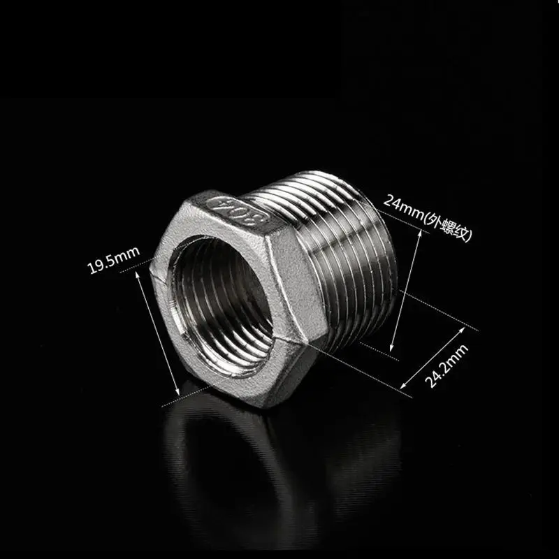 

1/2" to 3/4" BSP Thread Bushing Fill 304 Stainless Steel Core Joint Pipe Fitting Hose Straight Connector