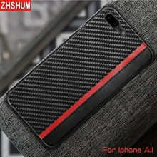 الفاخرة الكربون الألياف حقيبة لهاتف أي فون XS ماكس XR X فون 8 7 زائد 6 s حالة بو الجلود الوفير الغطاء الخلفي ل أبل فون 6 XS حالة(China)