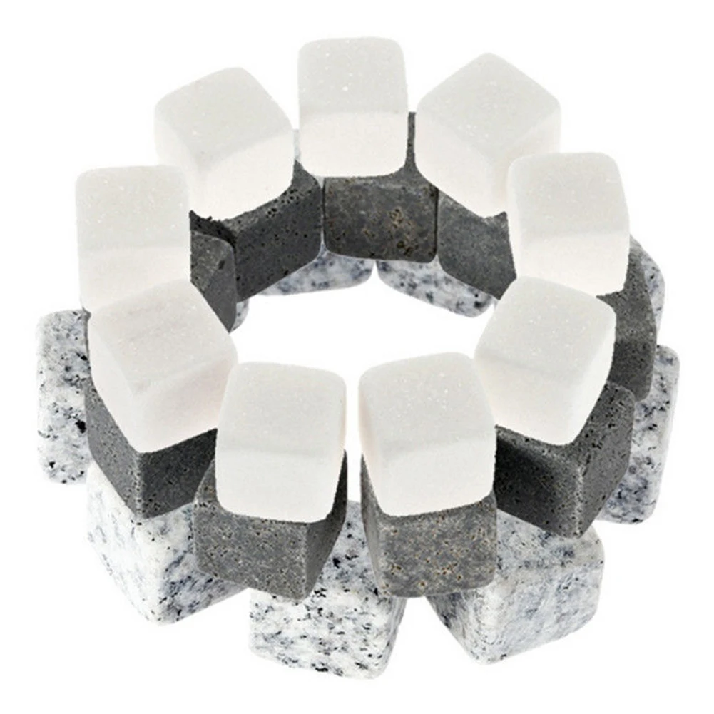 6/9Pcs Reusable Wine Drinks Cooler Ice Cube Chilling Stone Rock Washable Whisky Stone Barware Tool