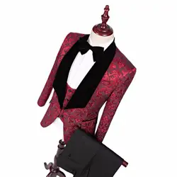 S-5XL 2019 новая мужская одежда Свадьба Жених жаккардовый костюм из трех частей повседневные Тонкая Шаль Воротник торжественное платье для