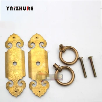 

2pcs 100mm Bronze Chinese Antique Copper Door Cupboard DoorHandle Chinese Arch With Screw