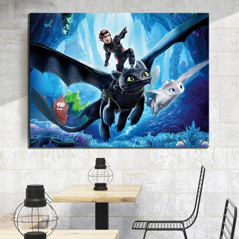 How to Train Your Dragon 3 The Hidden World Movie Silk Poster Canvas Art Prints